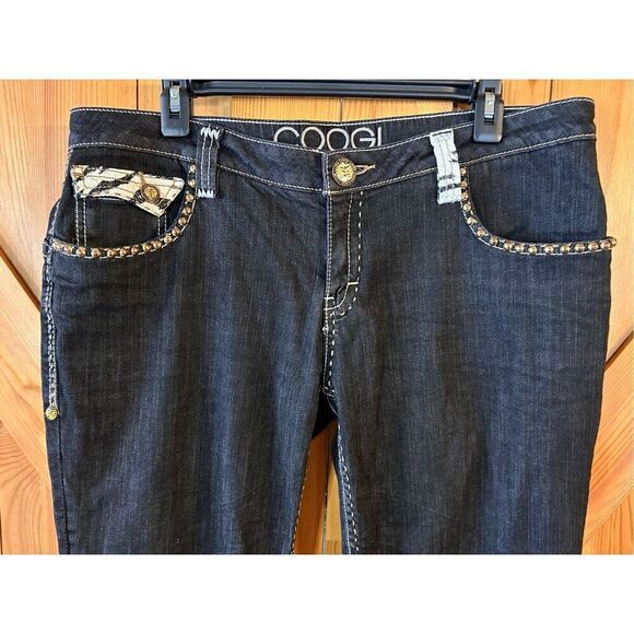 Coogi Jeans Womens Size 15/16 Black White Leopard Print Low Rise Stretch (4715) - Picture 4 of 9